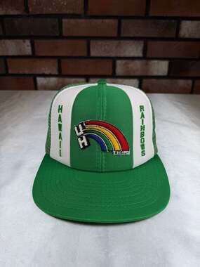 Vintage 1980 University Of Hawaii Rainbows Mesh Trucker Snapback Hat Cap NCAA